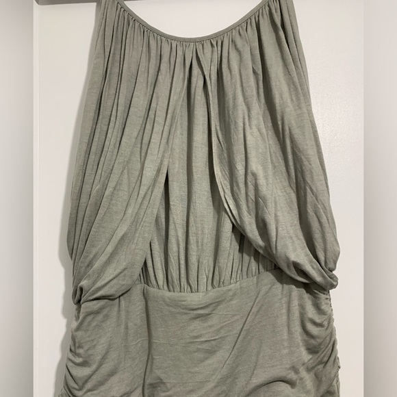 BCBG Maxi Sleeveless Sage Green Midi Dress Drawstring Waist Casual Chic Neutral - Picture 3 of 6